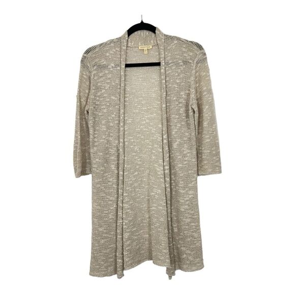 Eileen Fisher Womens Size XS Beige Linen Blend Long Open Front Cardigan - Picture 1 of 4